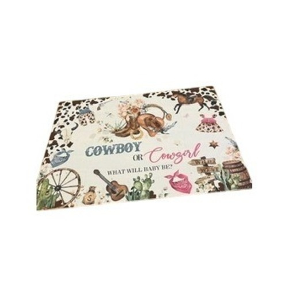 Cowboy‎ or Cowgirl Gender Reveal Backdrop Western Wild West Party Banner 82x59